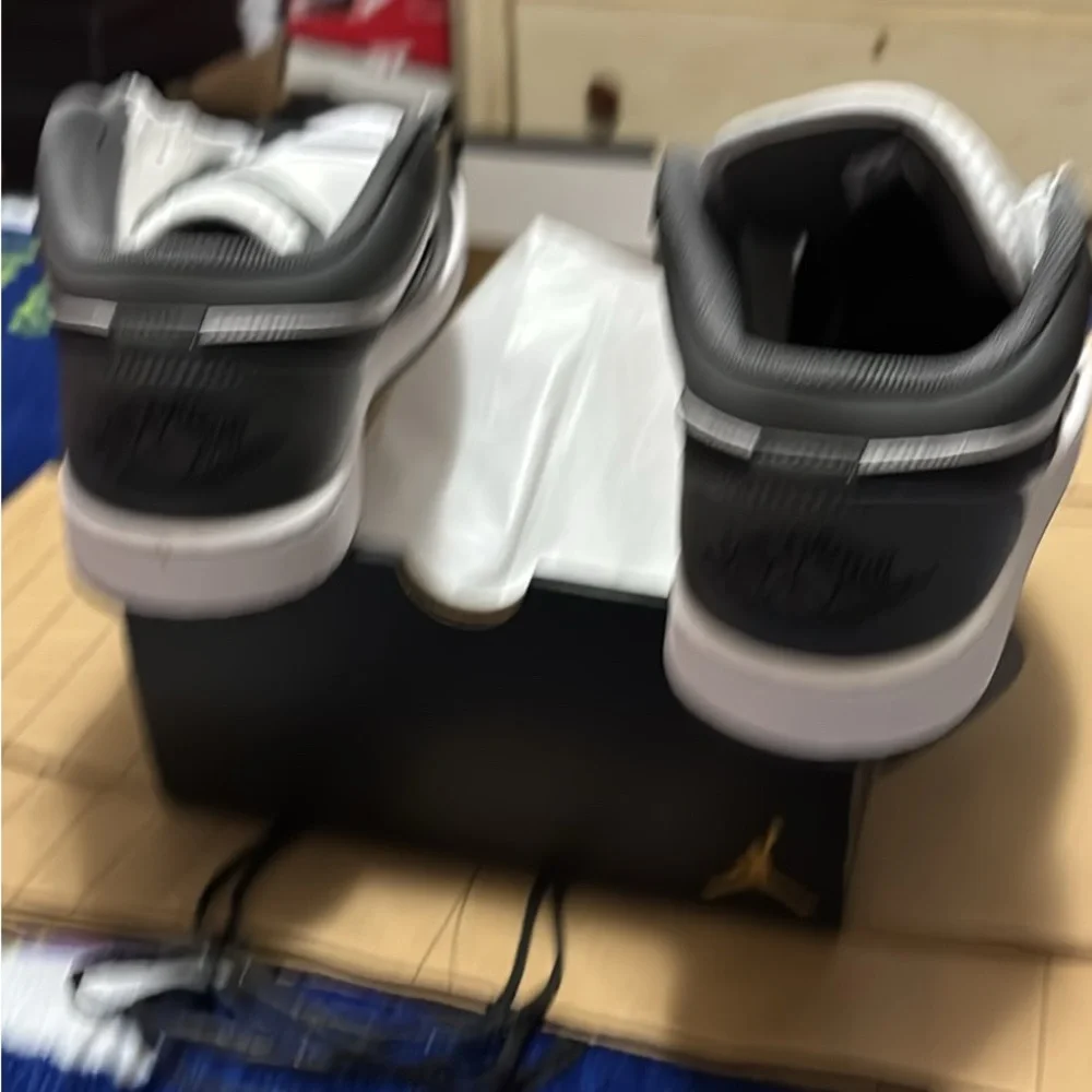 Jordan Black , Gray and White Sneakers